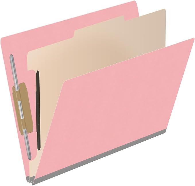 Ecom Folders Heavy Duty Top Tab Classification Folders | Letter Size 18 Pt Stock with 1 Divider | 2/5 Cut Right Position Tab for Medical, Legal and Office Documents | Pink, Box of 10 - Image 2