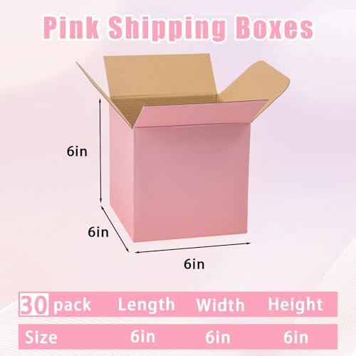 FORBFAN 6x6x6 Inches Small Shipping Boxes, 30 Pack Pink Mailer Boxes, Corrugated Cardboard Boxes for Packaging, Shipping, Mailing - Image 2