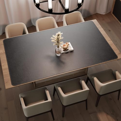 CENNBIE HUGE200 78.8" x 47" Black Leather Desk Mat for Conference Table, Dining Table, Work Table, Banquet Tables, Library Table - Image 6