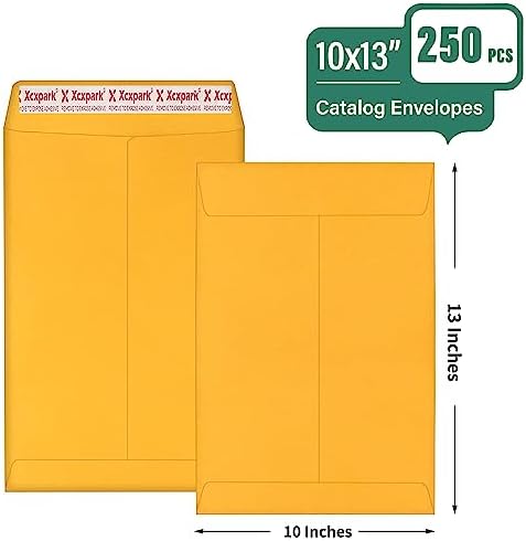 Xxcxpark 250 PCS 10x13 inches Security Catalog Envelopes Printable Self Seal Envelopes, Anti Tear brown Kraft Envelopes for Invitation Cards, Pictures, Photos, Documents - Image 2