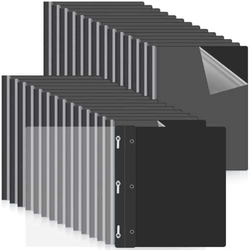 Teling 150 Pcs Plastic Report Covers Bulk with 3-Prong Fastener, Black by Teling