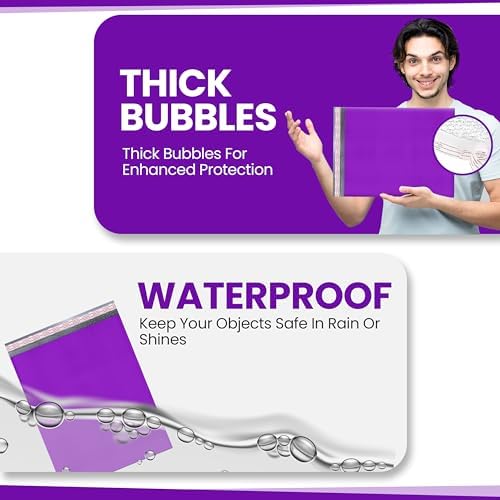 Purple Bubble Mailers 14.25x20, Self Seal Poly Padded Envelopes #7, 15 Pack - Image 5