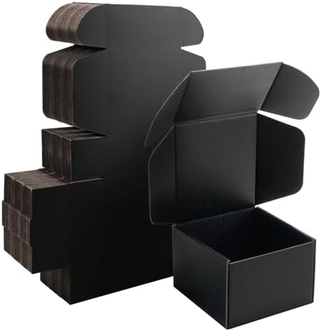 6x6x4 inch Black Shipping Boxes for Small Business- Set of 25 by Yidomto