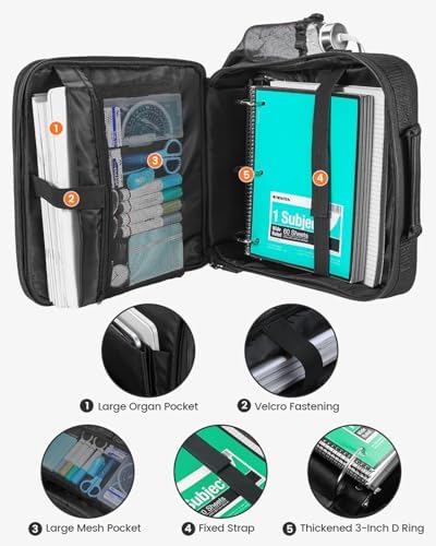 Zipper Binder 3 Inch D-Ring 3 Ring with Water Bottle Holder - Image 3