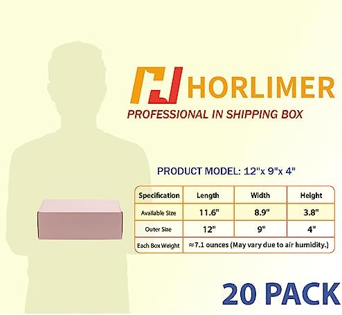 HORLIMER 12x9x4 inches Shipping Boxes Set of 20, Pink Medium Corrugated Cardboard Gift Mailer Box - Image 2