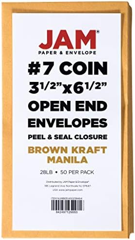 JAM PAPER #7 Coin Business Envelopes with Peel and Seal Closure - 3 1/2 x 6 1/2 - Brown Kraft Manila - 50/Pack - Image 6