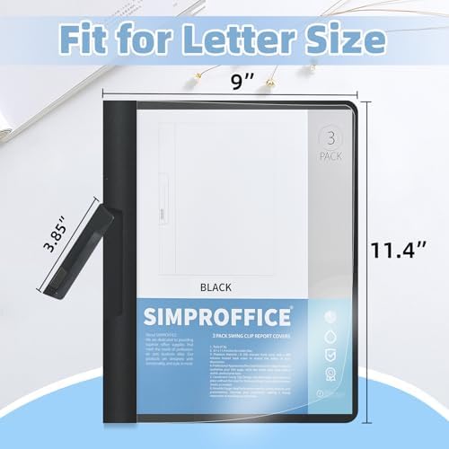 3 Pack Report Covers with Swing Clip, Black, Letter Size - Image 2