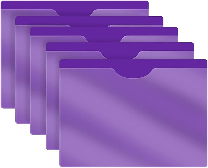 Purple Vinyl Pocket Folders, Doctor Stuff, Closed Sides, Letter Size, Clear Front Top Loading Job Jacket, Documents Holder for Office, High School and Medical Files, Pack of 25 by DoctorStuff