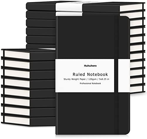 Huhuhero 20 Pack Lined Journal Notebooks, College Ruled 5"×8.25", Black by Huhuhero