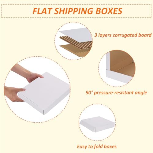 HORLIMER 12x10x2 inches Shipping Boxes Set of 25, White Corrugated Cardboard Box Literature Mailer - Image 3
