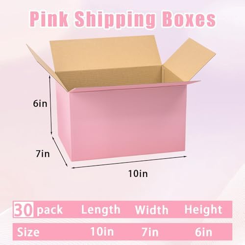 Pink Shipping Boxes 10x7x6 Inches, 30 Pack Mailer Boxes for Small Business, Corrugated Cardboard Boxes for Packaging, Shipping, Mailing - Image 2