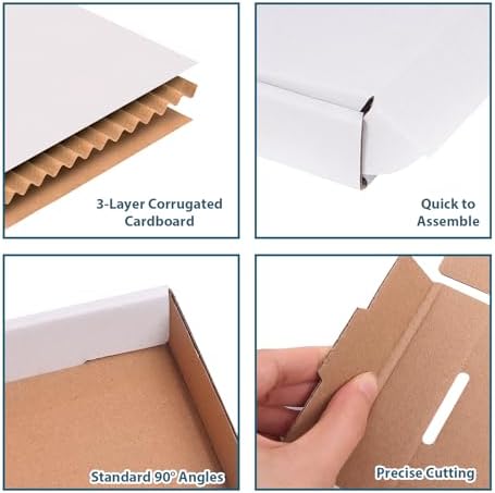 Small Shipping Boxes 4x4x1, Set of 50, White Corrugated Cardboard Box (YD441-50W) - Image 3