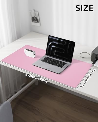 Pink Desk Mat, PU Leather Desk pad Large Mouse Pad, Non-Slip Desk Pad, Waterproof Desk Blotter Mat, Desk Cover Mat for Office and Home (31.5" x 15.7") - Image 5