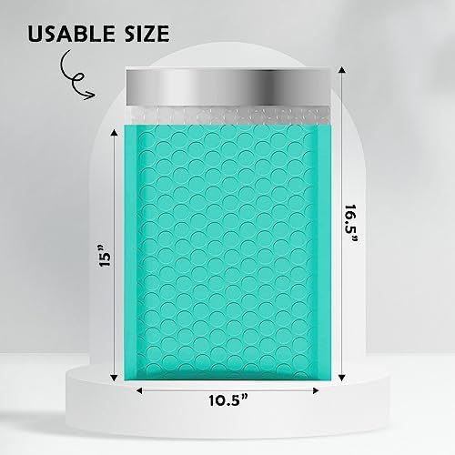 Yens Bulk Teal Poly Bubble Mailers 10.5x16 200 Pack Usable 10.5x15 - Image 2