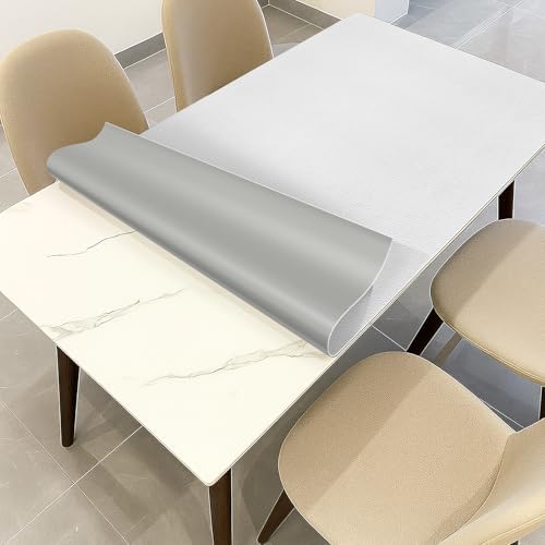 Warmstar Leather Table Cover 17 x42 Inch, 1.8MM Thick PVC Table Protector Waterproof, Desk Cover Protector Non-Slip Table Pad for Kitchen, Dresser, Gaming Desk,Dining Room Table，White - Image 2