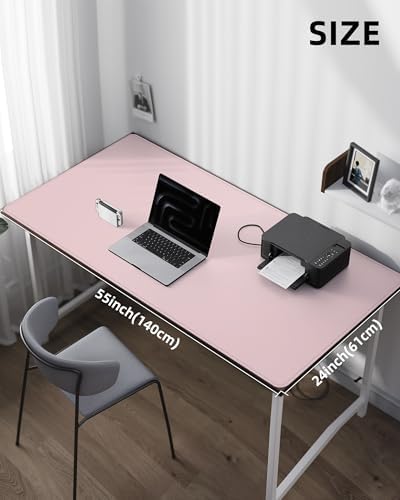 AFIING Large Desk Mat 55" x 24" - PU Leather Desk Pad Protector, Waterproof Non-Slip Extended Mouse Pad for Office Desk, Keyboard, Laptop and Home Workspace (Light Blue) - Image 5