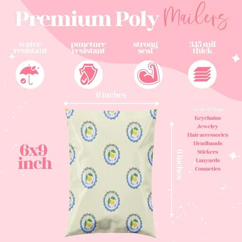 Pretty Package Store Poly Mailers 6x9, Lemons, 100 Pack - Image 2