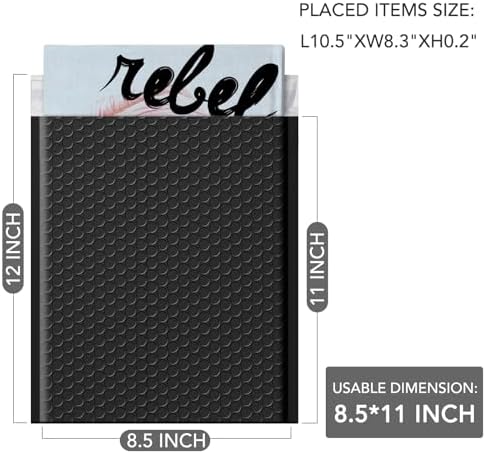 GSSUSA Black Bubble Mailers 8.5x12 Padded Envelopes 1 Pallet Pack of 6000 - Image 2