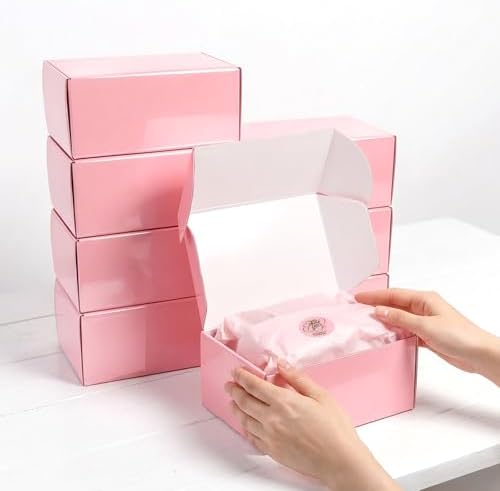 9"x6"x4" 30 Pack Shipping Boxes, Glossy Pink Corrugated Cardboard Mailing Boxes for Small Business Packaging, Shipping Mugs, Subscription Boxes - Image 4
