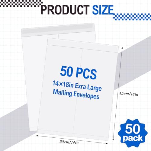 Motipuns 50 Pcs 14'' x 18'' Large Mailing Envelopes 32lb with Gummed Flaps - Image 3