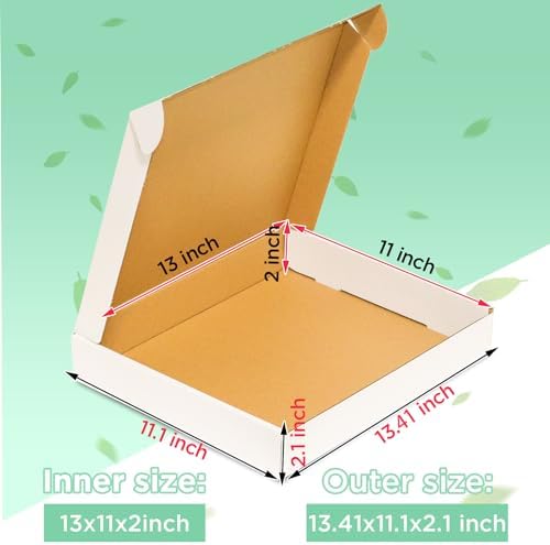 50 pack Small Shipping Box,13x11x2'',Corrugated Mailer,Cardboard Box - Image 2