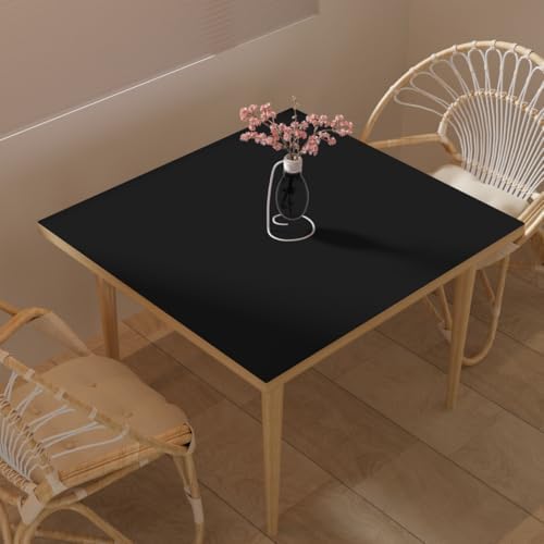Faux Leather Table Cover,1.8mm Thick,30x30 Inch Table Protector,Dining Table Cover,Table Cover Protector,Dining Table Protector.(Black+Black,30x30) by Zinkooat
