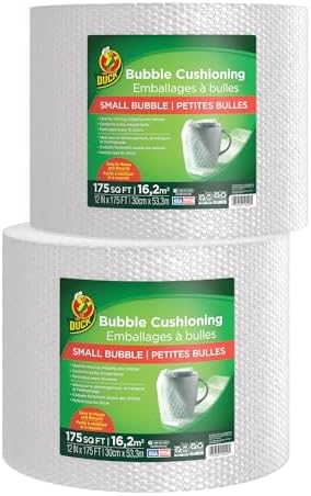 Duck Brand Small Bubble Cushioning Wrap for Fragile Moving & Shipping, 350 ft Packing Wrap for Extra Protection in Boxes & Mailers, Clear Roll, Moving Supplies, Perforated Every 12 in by DuckBrand