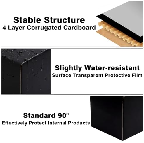 9x6x4 Black Shipping Boxes, 30 Pack Medium Mailer & Packaging Boxes for Small Business, Heavy Duty Corrugated Cardboard, Perfect for Mailing & Shipping - Image 3