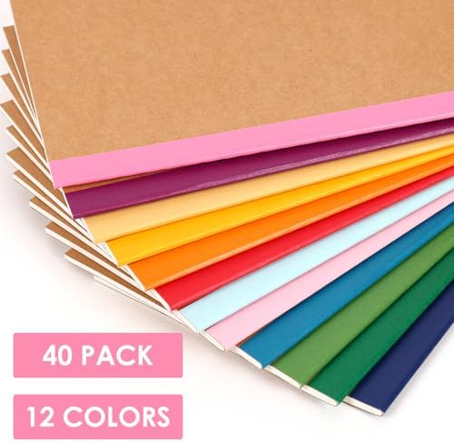 LABUK 40pcs Journals Bulk, A5 Kraft Lined Journaling Notebooks Bulk, Rainbow Composition Notebook, 12 Colors 60 Pages for Writing, School, Kids Gift - Image 3