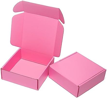Timirog Small Shipping Boxes 6x6x2 Inches 25 Pack Pink Corrugated Cardboard by Timirog