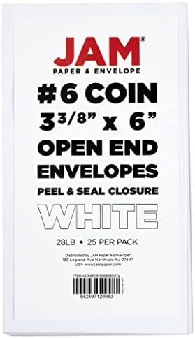 JAM PAPER #6 Coin Business Envelopes with Peel and Seal Closure - 3 3/8 x 6 - White - 25/Pack - Image 6