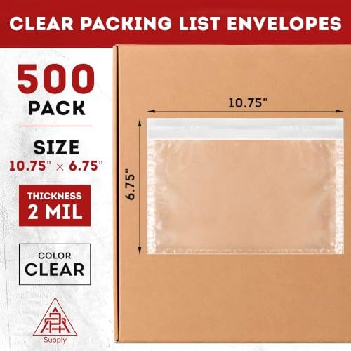 APQ Supply Clear Packing List Envelopes, 10.75 x 6.75 Inch Self Seal Shipping Document Pouches, 500 Pack for Business Warehouse E Commerce Fulfillment and Shipping Departments - Image 2