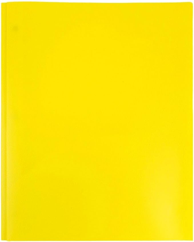 JAM PAPER Plastic Color Pop Folders - 2 Pocket Durable Folders with Metal Prongs Fastener Clasps - Yellow - 3/Pack - Image 4