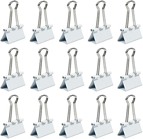 JAM PAPER Colorful Binder Clips - Medium - 1 1/4 Inch (32 mm) - White Binderclips - 15/Pack - Image 2