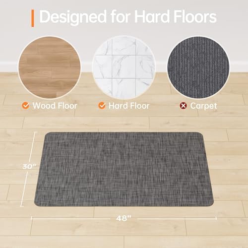 Office Chair Mat, 30" x 48" Computer Chair Mat for Hardwood Floor, Non-Curve Anti Slip Hard Floor Protector for Rolling Chair, PVC Mat Desk Rug for Home Office - Image 2