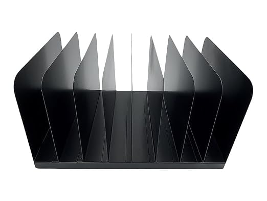Huron Applied Sciences Vertical 8 Slot Steel Desk Organizer/Sorter, Black - Image 3