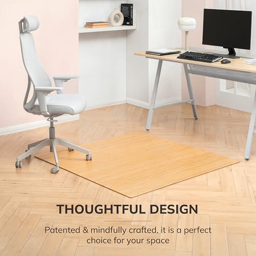 Anji Mountain 52" x 48" Bamboo Office Chair Mat for Carpet & Hardwood Floor - Image 4
