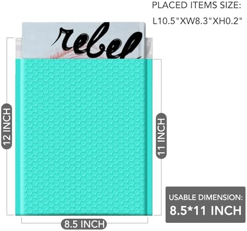 GSSUSA Teal Bubble Mailers 8.5x12" 500 Pack Padded Envelopes Self Seal - Image 2