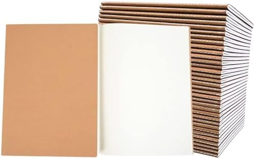 30 Pack A5 Blank Journal Notebook for Travelers, Student Gifts Office and School Supplies, Writing Journal Sketchbook Subject Notebooks Travel Journals Bulk, Kraft Paper, 80 Pages, 40 Sheets, 8.3x5.5 by LIONSOULDISCOUNT