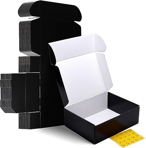HORLIMER 12x9x4 inches Shipping Boxes Set of 20, Black Medium Corrugated Cardboard Gift Mailer Box by HORLIMER