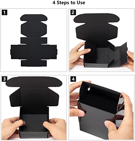 Timirog Small Shipping Boxes 4x4x2 Inch 25 Pack Black Corrugated Cardboard - Image 7