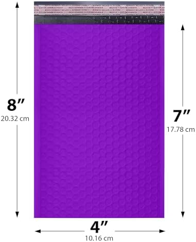 Purple Bubble Mailers 4x8, Self Seal Poly Padded Envelopes #000, 500 Pack - Image 2