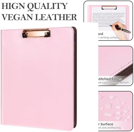 Ospelelf Pink Leather Portfolio Binder 3 Ring, Zippered Clipboard Folder with Storage - 5 Dividers with Pocket, Padfolio for Women,12.1” Tablet Sleeve, Refillable Notepad, Card Slot - Image 5