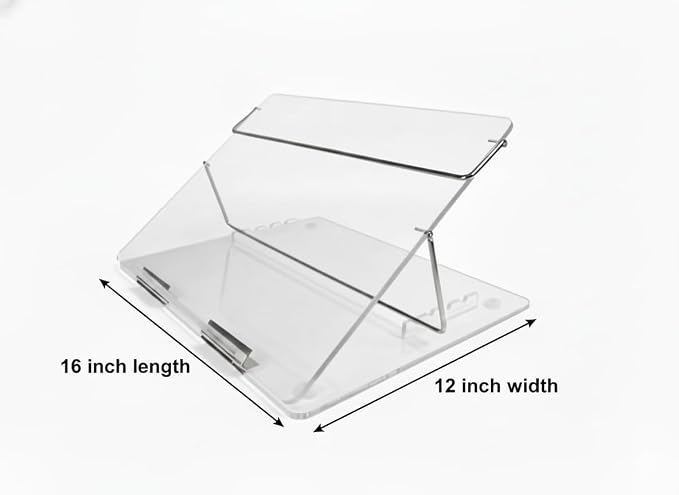 Table Top Elevator, Adjustable in Line Document Holder Ergonomic Slanted Writing and Reading Stand for Desktop (Transparent Clear, 12 x 16 inch) - Image 5