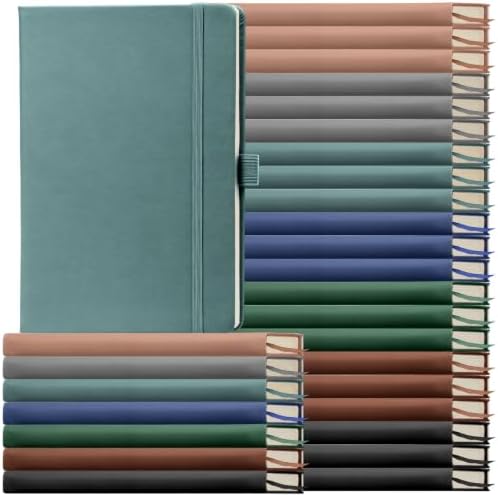 Laumoi 28 Pack A5 PU Leather Lined Notebook Journal, Retro Color,Simple by Unknown