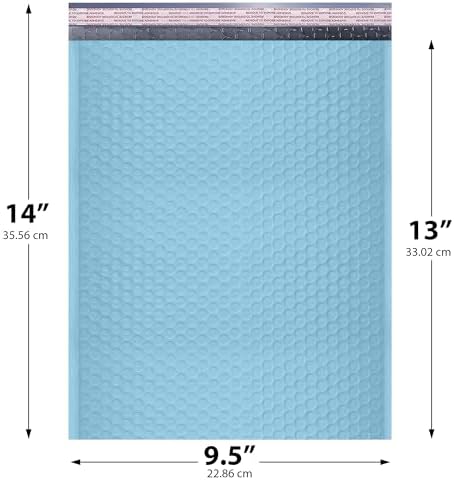 Light Blue Bubble Mailers 10x13, Self Seal Poly Padded Envelopes, 200 Pack - Image 2