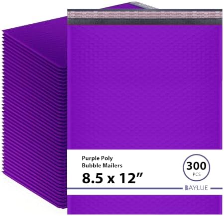 Purple Bubble Mailers 8.5x12, Self Seal Poly Padded Envelopes #2, 300 Pack by BAYLUE