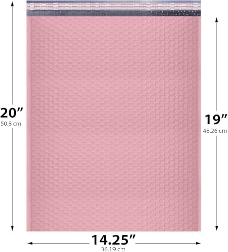 Light Pink Bubble Mailers 14.50x20, Poly Padded Envelopes #7, 100 Pack - Image 2