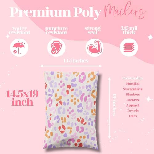 Pretty Package Store Poly Mailer 14.5x19, Preppy Leopard, 100 Pack - Image 3