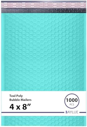 Small Teal Bubble Mailers 4x8, Poly Padded Envelopes #000, 1000 Pack by BAYLUE